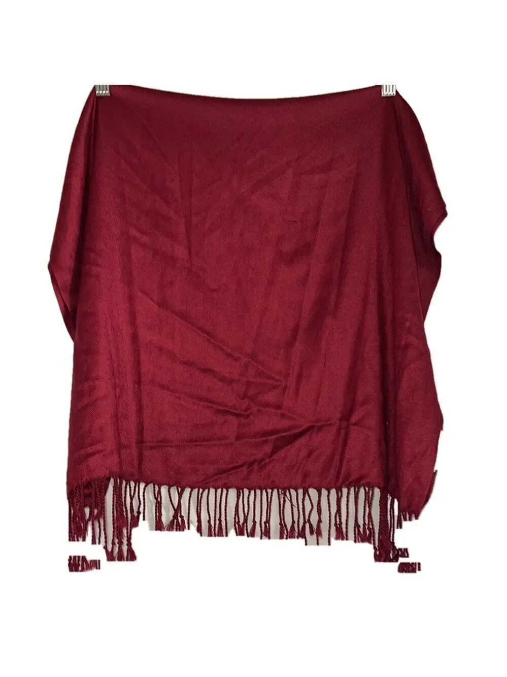 Nine West Burgundy Shawl with Fringe, 26X72, Rayon, (T3)